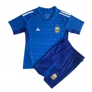Argentina Målvakt Borta Kläder Barn VM 2022 Kortärmad (+ Korta byxor)